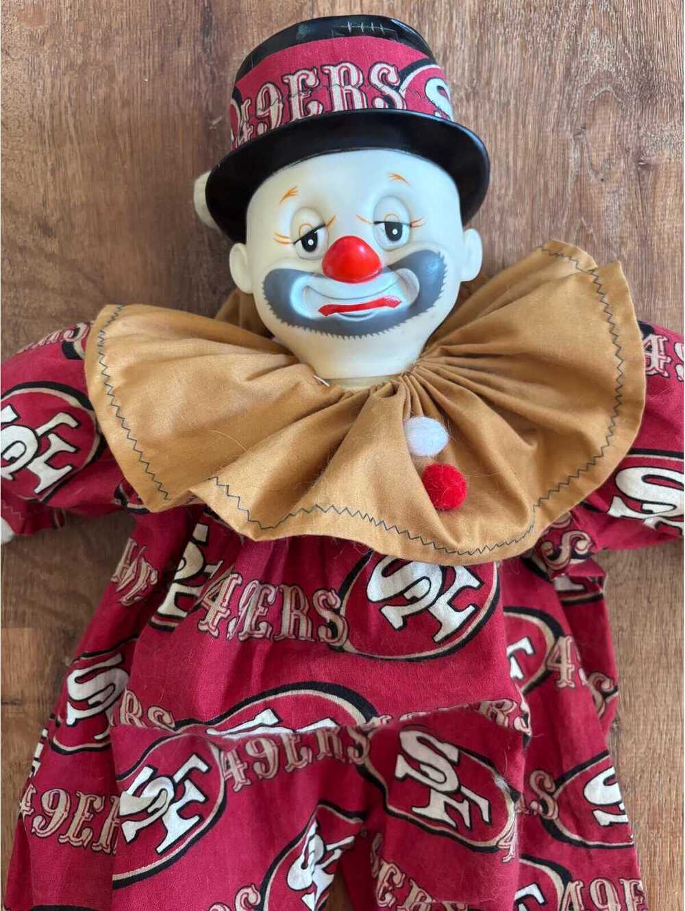 San Francisco 49ers Clown Doll Cloth Doll W Plastic Head and Hat 26” GUC